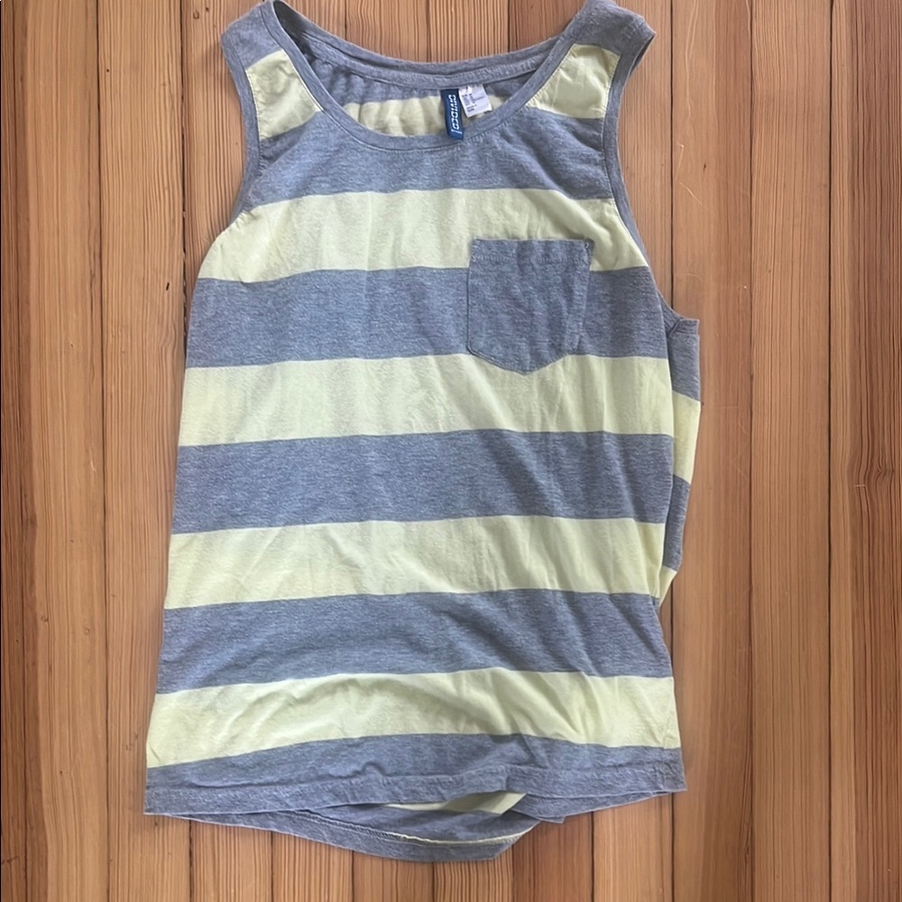 Striped Tank Top - Gray and Yellow